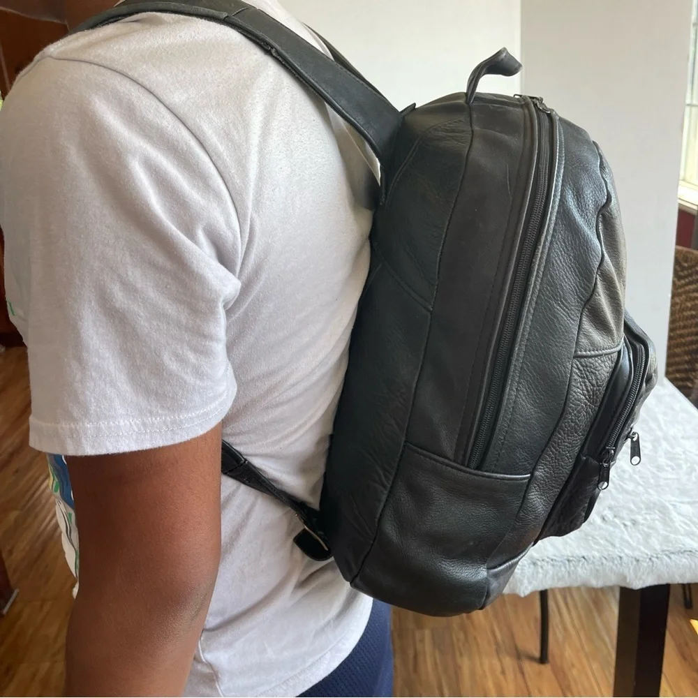 Handmade Soft Leather Men’s Backpack - Black